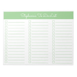Simple Sage Green 8.5x11 Three Column Checklist ノートパッド
