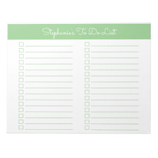 Simple Sage Green 8.5x11 Two Column Checklist ノートパッド (正面)