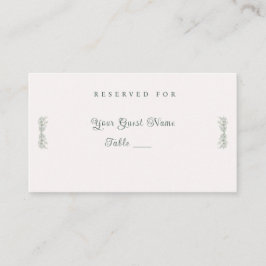 Simple Sage Green Botanical Minimalist Wedding プレイスカード