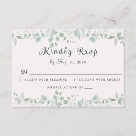 Simple Sage Green Botanical Minimalist Wedding 出欠カード