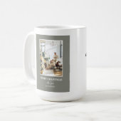 Simple Sage Green Christmas Photo コーヒーマグカップ (正面左)
