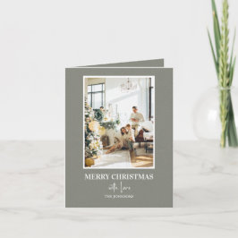 Simple Sage Green Christmas Photo シーズンカード