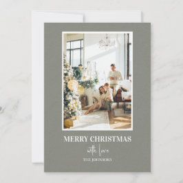 Simple Sage Green Christmas Photo シーズンカード