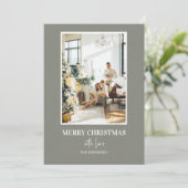 Simple Sage Green Christmas Photo シーズンカード (スタンド正面)
