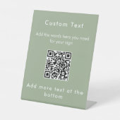 Simple Sage Green Custom Modern Text QR Code Sign 台座サイン (正面)
