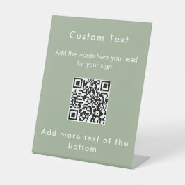 Simple Sage Green Custom Modern Text QR Code Sign 台座サイン