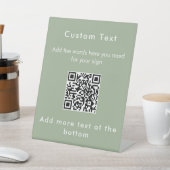 Simple Sage Green Custom Modern Text QR Code Sign 台座サイン (インサイチュ)