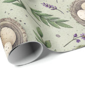 Simple Sage Green Easter Eggs Lavender Nest ラッピングペーパー (ロールコーナー)