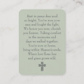 Simple Sage Green Funeral Photo Prayer Card 名刺 (裏面)