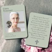Simple Sage Green Funeral Photo Prayer Card 名刺