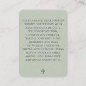 Simple Sage Green Funeral Prayer Card 名刺 (裏面)