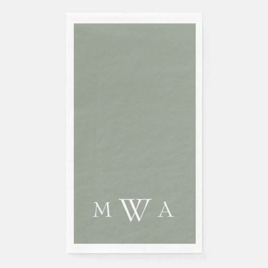 Simple Sage Monogram Paper Guest Towels (正面)