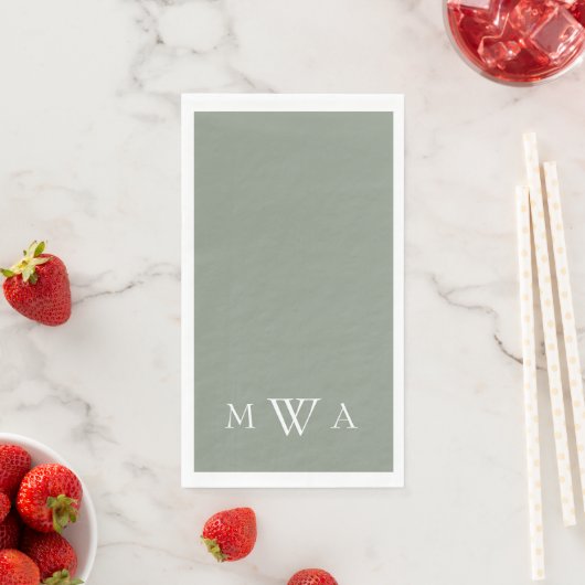 Simple Sage Monogram Paper Guest Towels (インサイチュ)