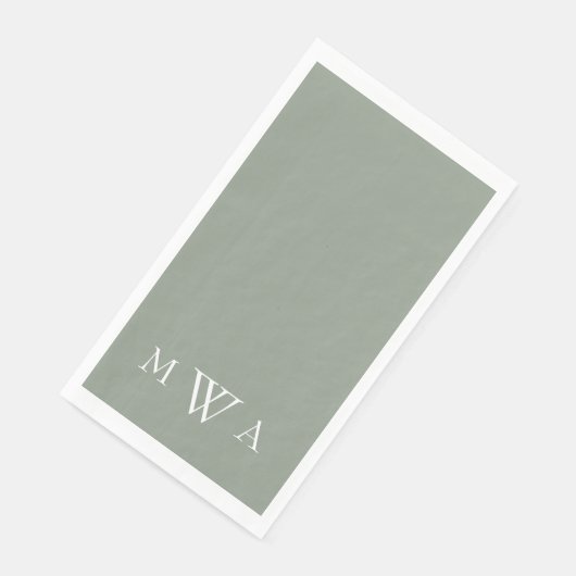 Simple Sage Monogram Paper Guest Towels (コーナー)