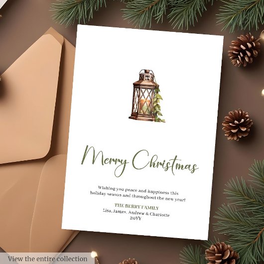 Simple Sage Terracotta Christmas Greeting Card シーズンカード