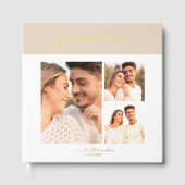 Simple Sand Beige Modern Cakkigraphy Script Photo ゲストブック (正面)