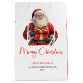 Simple Santa Claus Stylish Modern Holiday Gift Bag ミディアムペーパーバッグ (正面)