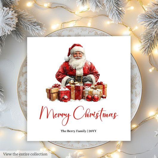 Simple Santa Claus Stylish Modern Holiday Napkin スタンダードランチョンナプキン