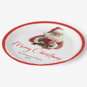 Simple Santa Claus Stylish Modern Holiday Plate ペーパープレート (アングル)
