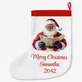 Simple Santa Claus Stylish Modern Holiday Stocking ラージクリスマスストッキング (裏面)
