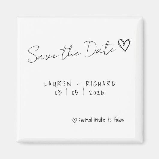Simple Save The Date Card マグネット (正面)