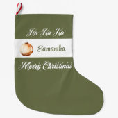 Simple Scandinavian neutral personalized christmas ラージクリスマスストッキング (正面)
