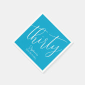 Simple Script モダン Aqua Blue 30th Birthdayパーティー スタンダードカクテルナプキン (角)