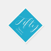 Simple Script モダン Aqua Blue 50誕生日 スタンダードカクテルナプキン (角)