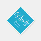 Simple Script モダン Aqua Blue 90th誕生日パーティー スタンダードカクテルナプキン (角)