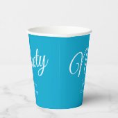 Simple Script モダン Aqua Blue 90th誕生日パーティー 紙コップ (右)