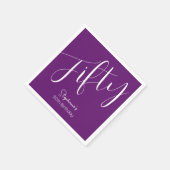 Simple Script モダン Autumn Purple 50誕生日 スタンダードカクテルナプキン (角)