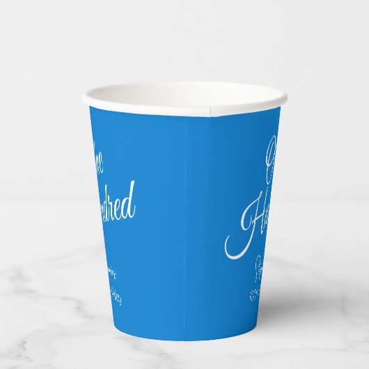 Simple Script モダン Blue 100誕生日 紙コップ (右)