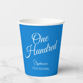 Simple Script モダン Blue 100誕生日 紙コップ