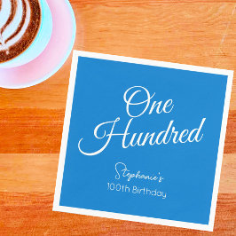 Simple Script モダン Blue 100th誕生日パーティー スタンダードカクテルナプキン