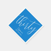 Simple Script モダン Blue 30th Birthdayパーティー スタンダードカクテルナプキン (角)