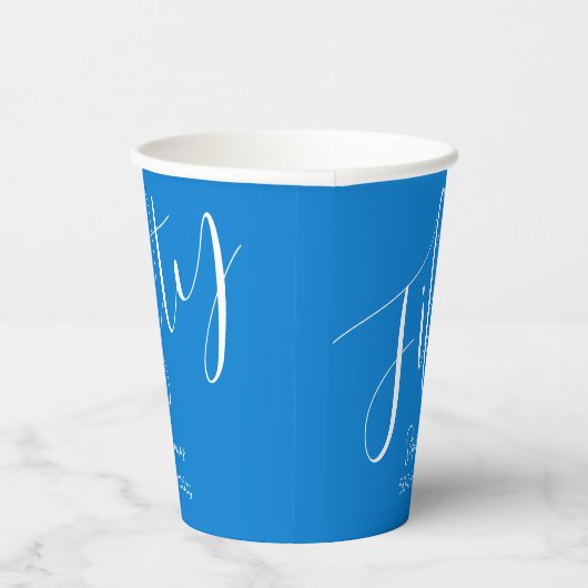 Simple Script モダン Blue 50誕生日 紙コップ (右)
