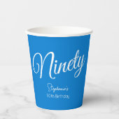 Simple Script モダン Blue 90th誕生日パーティー 紙コップ (正面)