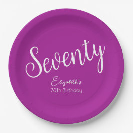 Simple Script モダン Dark Pink 70誕生日 ペーパープレート