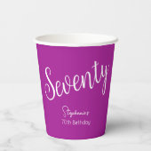 Simple Script モダン Dark Pink 70誕生日 紙コップ (裏面)