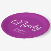 Simple Script モダン Dark Pink 90誕生日 ペーパープレート (アングル)