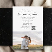 Simple Script 2 Photo White QR Code Wedding 招待状