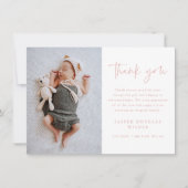 Simple Script Baby Photo サンキューカード (正面)