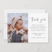 Simple Script Baby Photo サンキューカード (正面)