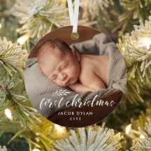 Simple Script Baby's First Christmas Photo Holiday