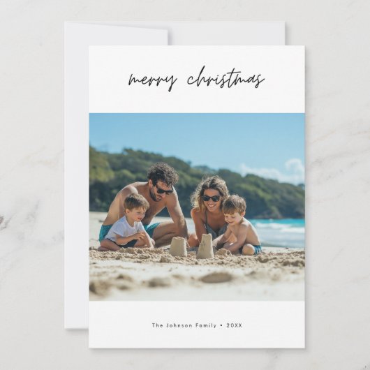 Simple Script Beach Christmas Photo Card シーズンカード (正面)