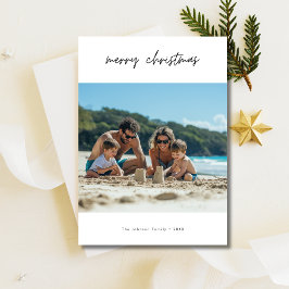 Simple Script Beach Christmas Photo Card シーズンカード