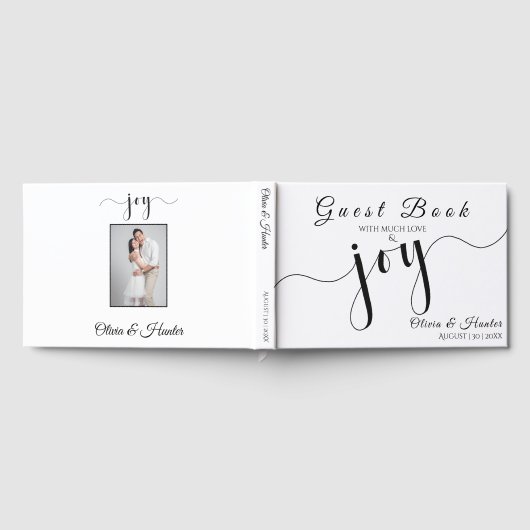 Simple, Script, Black & White Wedding ゲストブック (全面)