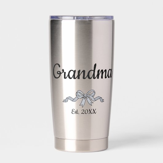 Simple Script Bow Grandma Est. Year 保温保冷タンブラー (背面)