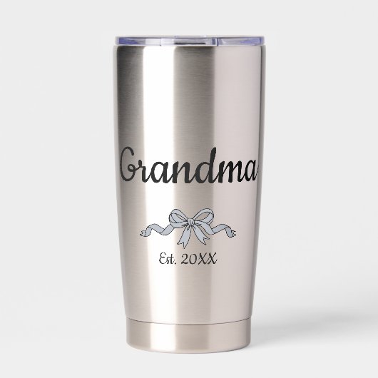 Simple Script Bow Grandma Est. Year 保温保冷タンブラー (正面)