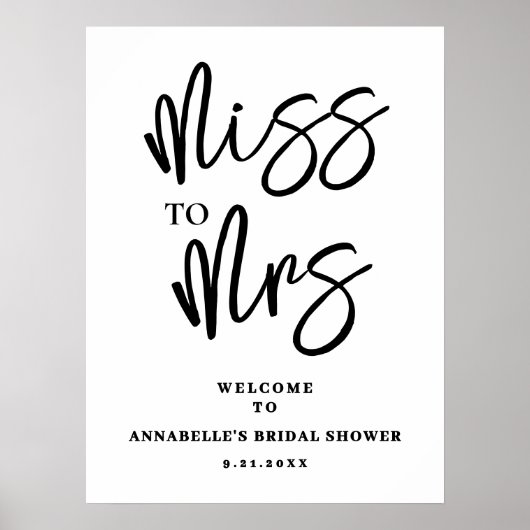 Simple Script Bridal Shower Welcome Sign ポスター (正面)